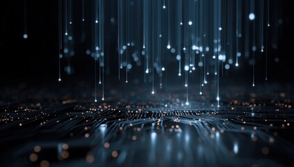 Abstract digital circuit rain