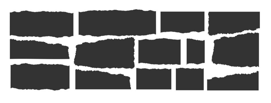 Jagged rectangle. Set of Paper torn, jagged edge rectangle shape. Rectangle torn paper shape. Headline, calligraphy border, isolated grunge header background. Rough edge rectangle frame. Vector
