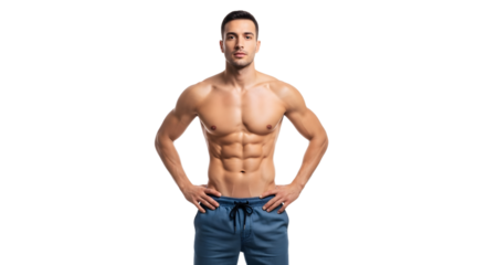 Muscular Man with Six Pack Abs Isolated