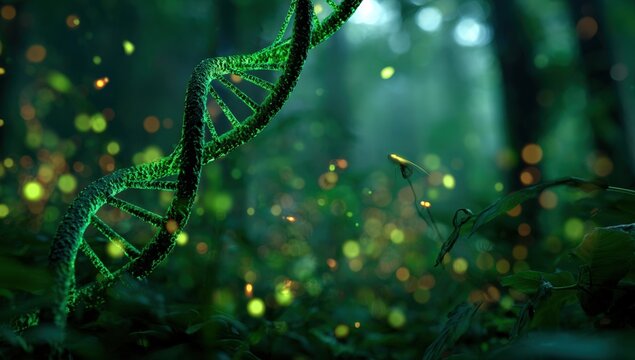 DNA helix in a mystical forest - Powered by Adobe