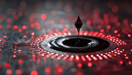 Dark liquid drop on circuit board