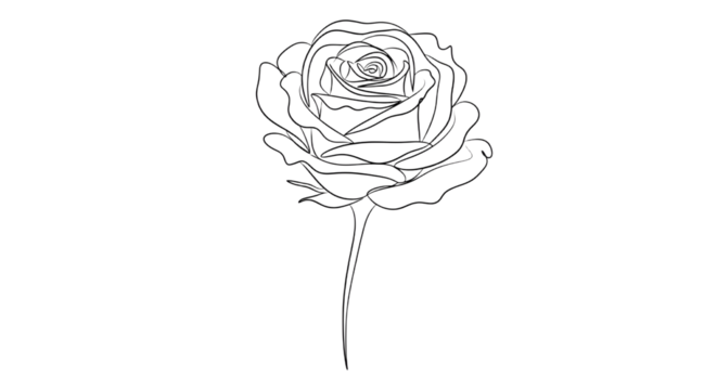 Elegant White Rose Outline on Black Background