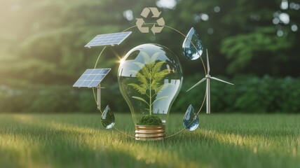 Renewable energy lightbulb solar wind sustainability