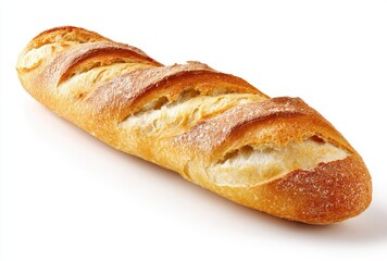 Single baguette, golden-brown crust, light-colored interior