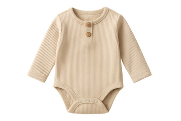 Beige Long Sleeve Baby Bodysuit with Buttons