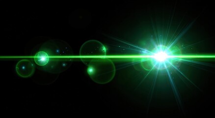 Green light bursts on black background