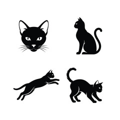 Elegant Black Cat Silhouettes A Collection of Vector Illustrations
