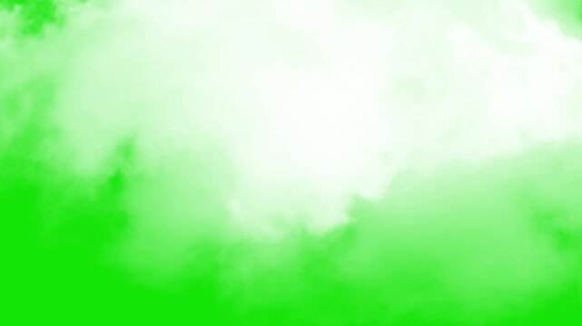 Animated clouds motion graphic effects on chroma key background. flying clouds green screen. cloud zoom shoot green screen video. Cloud transparent screen chroma key background