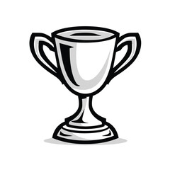Silver trophy cup icon symbolizing victory and success in a competition. Vector illustration of a first place award for a champion