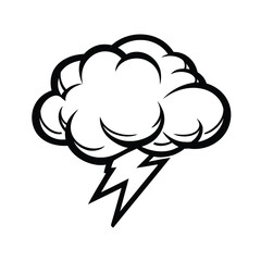 Dramatic Cloud with Lightning Bolt - A Dynamic Weather Illustration
