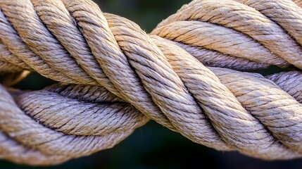 Close-up Twisted Rope Texture Brown Beige Natural Fiber