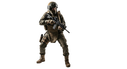 Armed Soldier Isolated on Black Background