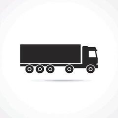 Black silhouette of a truck on a white background, representing logistics and transportation