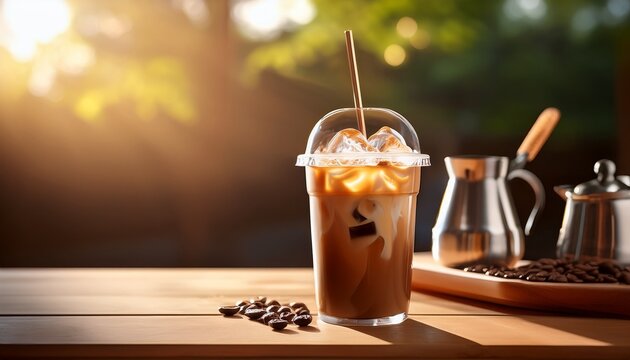 enjoying summer vibes with a cool iced coffee delight