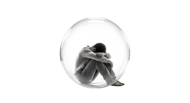 Man Isolated in Protective Bubble