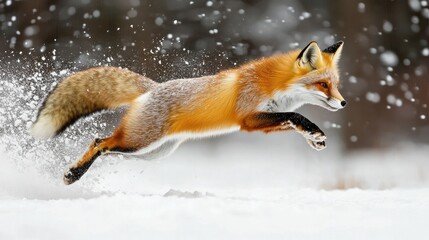 A fox in mid-leap