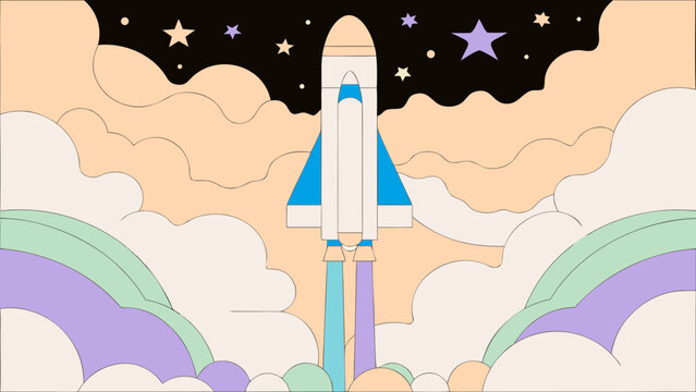 Rocket Launch Vector Illustration – Space Exploration Artwork