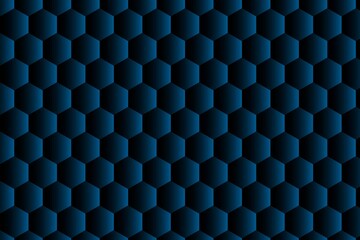 Futuristic abstract seamless dark blue hexagon honeycomb background with glowing effect, modern geometric wallpaper texture for sci-fi, cyber, and technology inspired design
