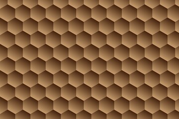 Futuristic seamless brown honeycomb hexagon background with abstract geometric digital pattern, modern wallpaper texture for sci-fi, cyber, and technology-inspired design