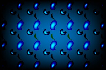Futuristic seamless blue glowing drop shapes on dark background, abstract modern digital wallpaper with stylish geometric texture for sci-fi, cyber, and contemporary design