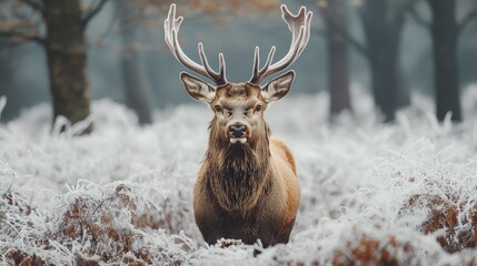 A majestic stag looking directly into the camera