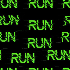 Seamless Halloween vector illustration of distorted RUN text  