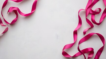 Pink Satin Ribbons on White Background Festive Elegant Design