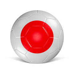 Soccer ball with Japan flag 3d render front view