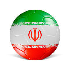 Soccer ball with Iran flag 3d render front view