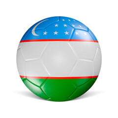 Soccer ball with Uzbekistan flag 3d render front view