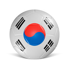 Soccer ball with South Korea flag 3d render front view