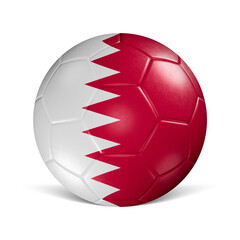 Soccer ball with Qatar flag 3d render front view