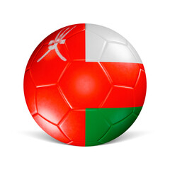 Soccer ball with Oman flag 3d render front view