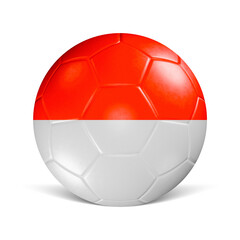 Soccer ball with Indonesia flag 3d render front view