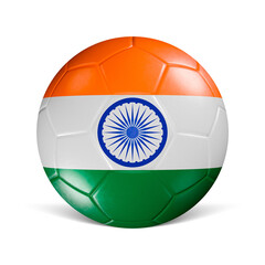 Soccer ball with India flag 3d render front view