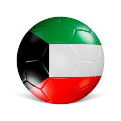 Soccer ball with Kuwait flag 3d render front view