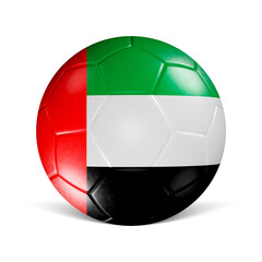 Soccer ball with United Arab Emirates flag 3d render front view