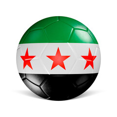 Soccer ball with Syria flag 3d render front view