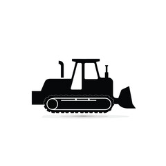 Bulldozer Icon Heavy Equipment Silhouette for Construction and Engineering