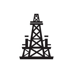Oil Rig Silhouette Energy Industry Icon for Petroleum and Natural Gas Extraction