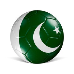 Soccer ball with Pakistan flag 3d render front view