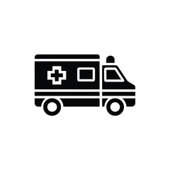 Sleek Black Silhouette Ambulance Icon for Emergency Medical Services and Healthcare Transport - A modern graphic symbol representing urgent care and rescue operations