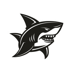 Fototapeta premium Fearsome Shark Illustration A Powerful Black and White Design