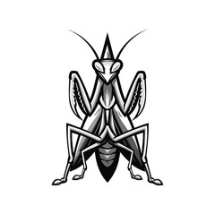 Detailed vector illustration of a praying mantis insect, perfect for design assets and projects