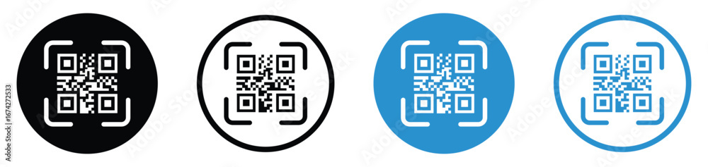 Wall mural qr code icon on transparent background. scan qr code squre icon. fake qr code for design and mockup.
