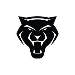 Powerful Black and White Panther Head Mascot Logo Design on White Background