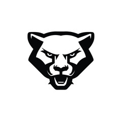 Dynamic vector illustration capturing the fierce intensity of a predatory wildcat, featuring a bold and aggressive panther or cougar head design, perfect for mascot branding