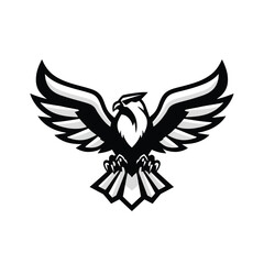 Powerful eagle emblem with spread wings, symbolizing freedom and strength, perfect for logos and branding