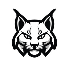 Powerful and stylized illustration of a wild bobcat or lynx head, capturing its fierce gaze and predatory nature, ideal for a bold mascot or emblem design