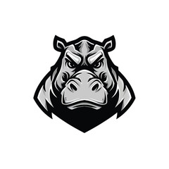 Fierce Hippo Head Mascot for Sport or Team Emblem